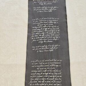 EDUN Cotton scarf with Rilke poem print - grey and white
